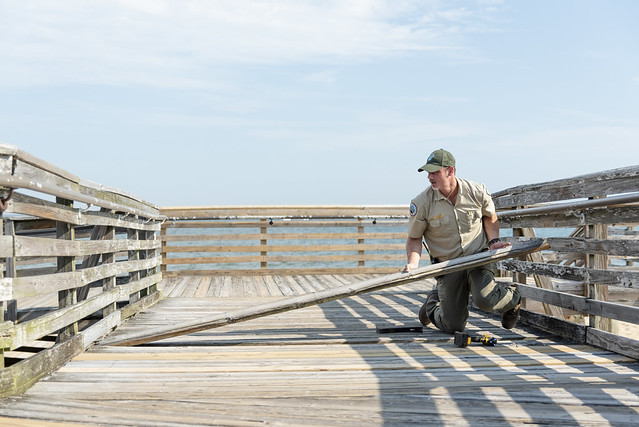 Ranger maintaining the deck